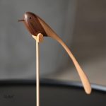 Oiseau en bois design nordique 31 cm, sculpture moderne