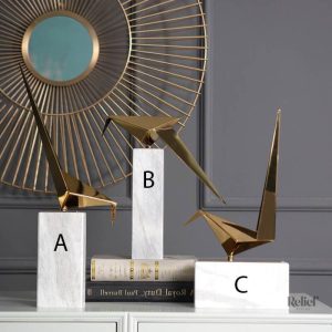 Statue déco oiseau, design origami moderne