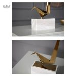 Art déco : statue oiseau en origami, finition premium