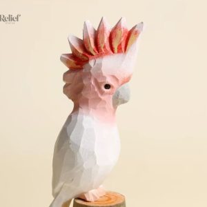 Oiseau perroquet en bois, statue décorative 12 cm