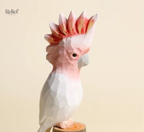 oiseau-perroquet-en-bois-12-cm-1 Oiseau perroquet en bois, statue décorative 12 cm