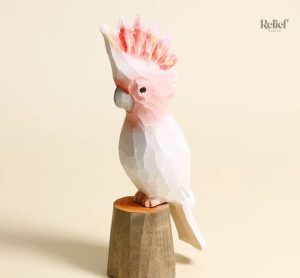 Figurine d'oiseau perroquet en bois, 12 cm de hauteur