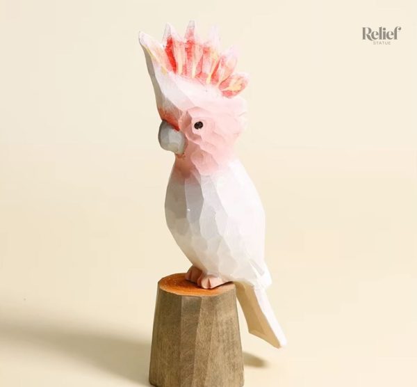 Figurine d'oiseau perroquet en bois, 12 cm de hauteur