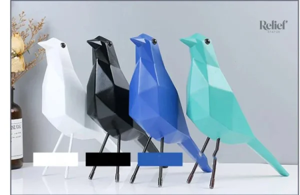 Oiseau en résine, artisanat origami en décoration