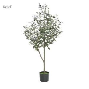 Olivier artificiel réaliste 120 cm avec pot noir