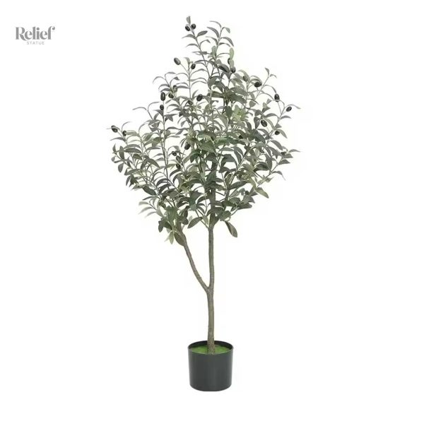 Olivier artificiel réaliste 120 cm avec pot noir