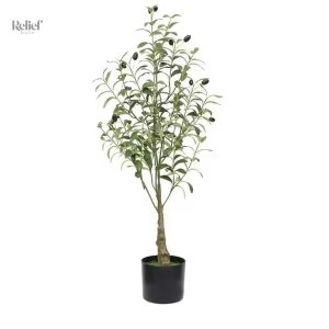 Olivier artificiel réaliste 90 cm avec pot noir