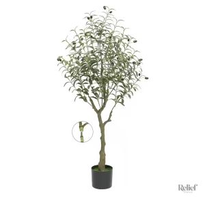 Olivier artificiel réaliste 120 cm avec pot noir