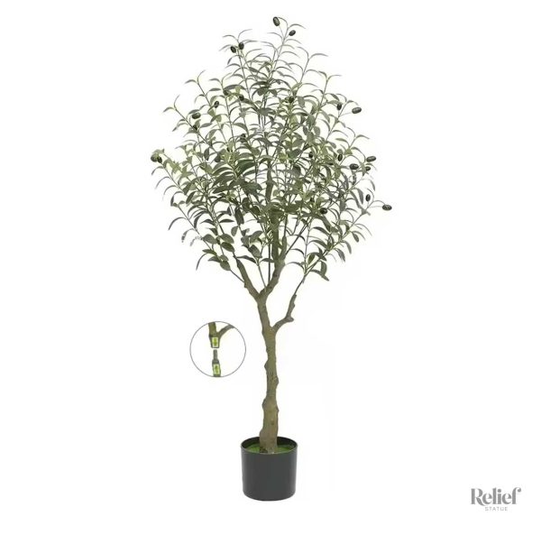 Olivier artificiel réaliste 120 cm avec pot noir