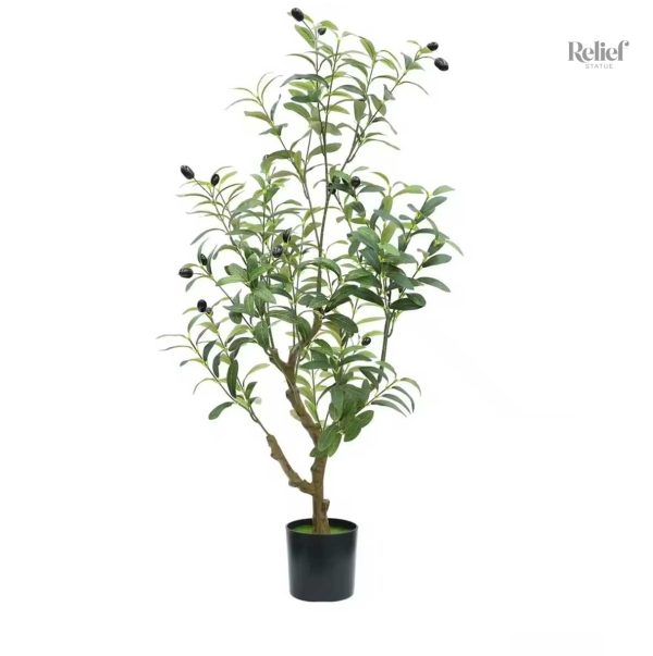 Olivier artificiel 90 cm dans pot noir
