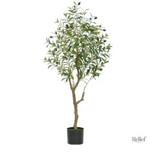 Olivier artificiel réaliste 120 cm avec pot noir