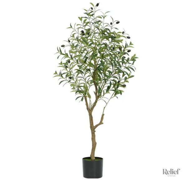 Olivier artificiel réaliste 120 cm avec pot noir
