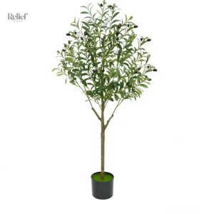 Olivier artificiel réaliste 120 cm avec pot noir
