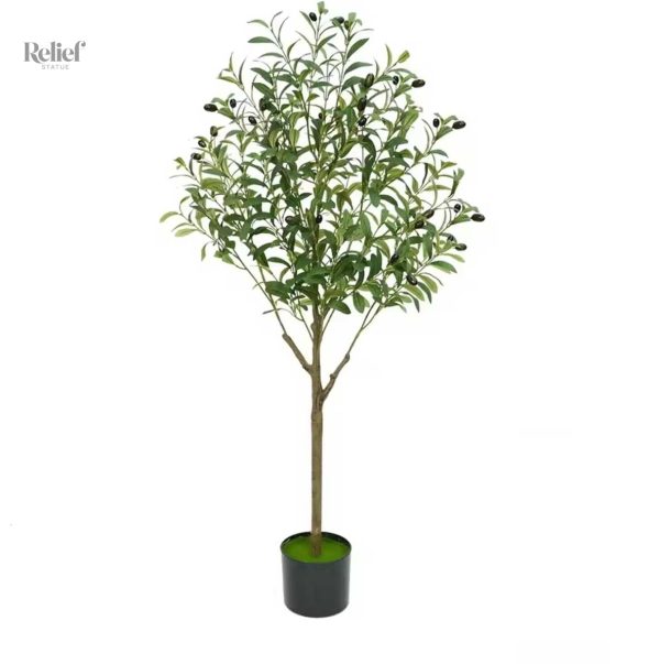 Olivier artificiel réaliste 120 cm avec pot noir