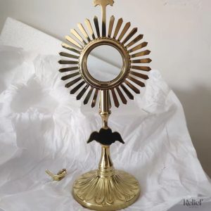 Ostensoir en laiton 25 cm, petite statue sacrée en métal
