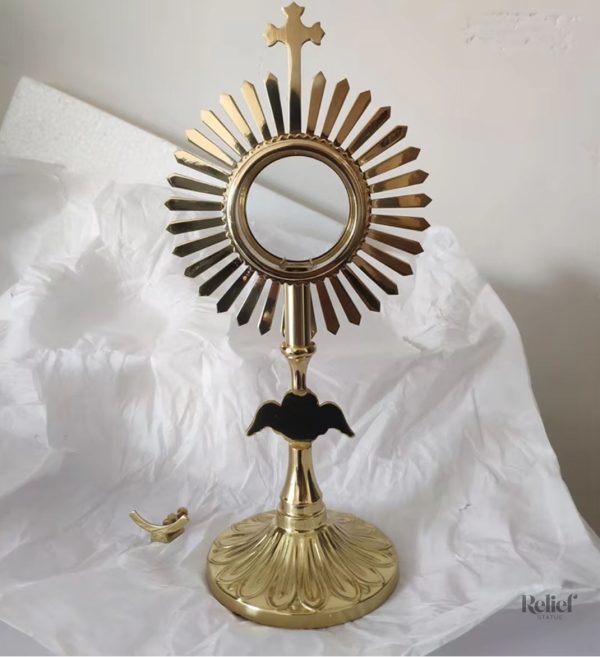 ostensoir-en-laiton-25-cm-1 Ostensoir en laiton 25 cm, petite statue sacrée en métal