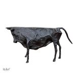 Sculpture bronze taureau, design contemporain, 16 cm