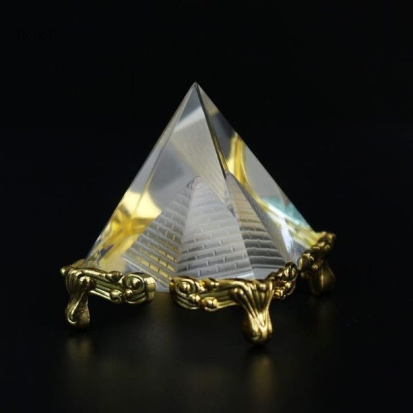 Objet décoratif pyramidal, cristal 6 cm, style égyptien
