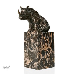 Rhinocéros en bronze véritable 21 cm, sculpture élégante