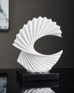 Sculpture abstraite blanche Bonanza, design moderne, 28 cm