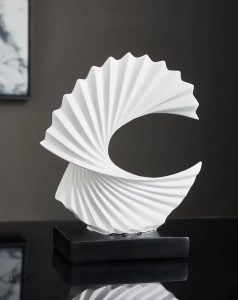 Sculpture abstraite blanche Bonanza, design moderne, 28 cm