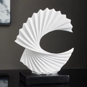 Sculpture abstraite blanche Bonanza, design moderne, 28 cm