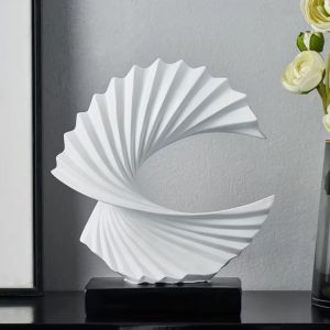 Sculpture design moderne Bonanza, finition blanche, 28 cm