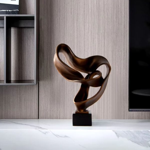 Sculpture décorative en résine, teinte bronze, 45 cm