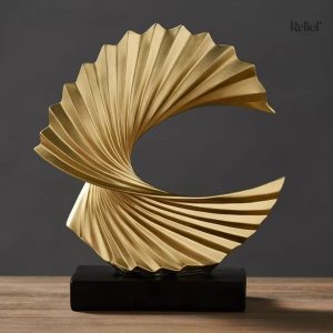 Sculpture abstraite dorée Bonanza 28 cm, décor contemporain