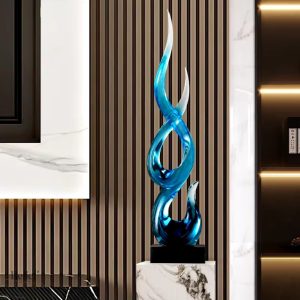 Statue contemporaine bleu transparent, 67 cm de hauteur