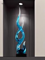 Sculpture moderne en résine, accent décoratif bleu