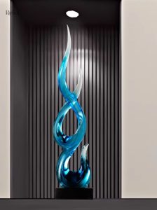 Sculpture moderne en résine, accent décoratif bleu