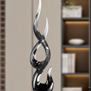 Sculpture abstraite en résine gris transparent 67 cm