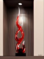Statue en résine rouge, design abstrait, 67 cm de hauteur