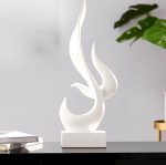 Sculpture abstraite flamme blanche, 15 cm de hauteur