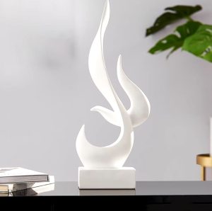 Sculpture abstraite flamme blanche, 15 cm de hauteur