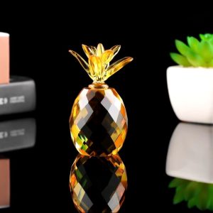 Sculpture ananas doré en cristal 7 cm
