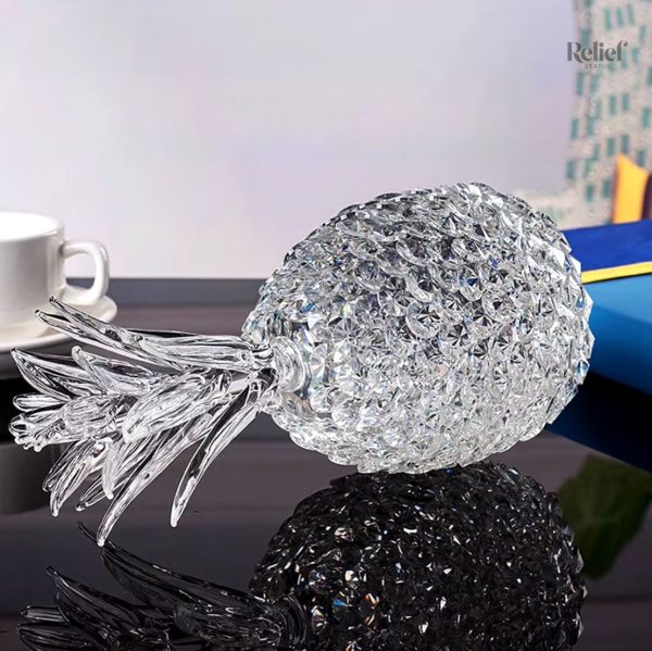 Artisanat en cristal, ananas décoratif 14 cm pour intérieur