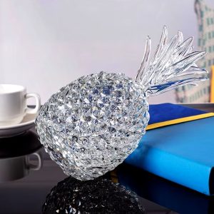 Sculpture en verre, ananas en cristal, pièce unique d'art