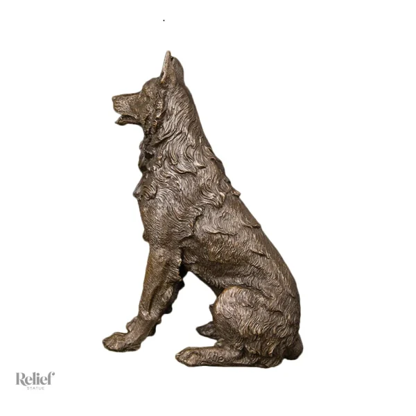 Chien en bronze véritable, sculpture animalière artisanale