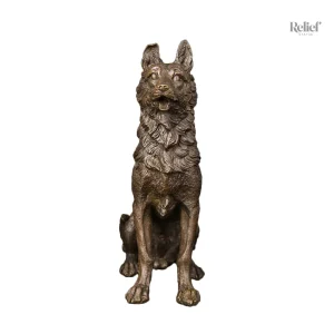 Sculpture canine en bronze, 20 cm, design unique