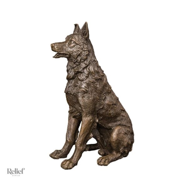 Chien en bronze, oeuvre d'art animalière, 20 cm