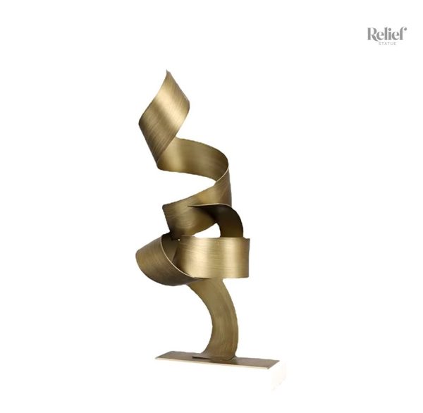 Objet d'art abstrait, sculpture 40 cm en métal doré