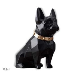 Statue Bouledogue en origami avec collier, 25 cm