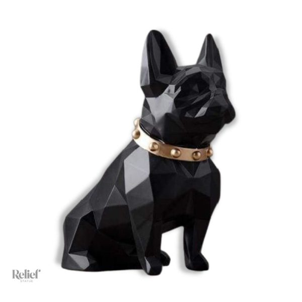 sculpture-bouledogue-francais-1 Statue Bouledogue en origami avec collier, 25 cm
