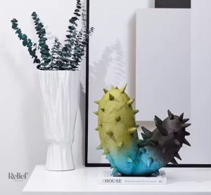 Cactus déco en résine, design moderne, 36 cm