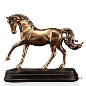 Statue de cheval doré effet bronze 20 cm