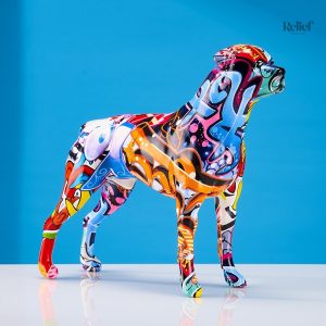 Sculpture Chien colorée en style Pop Art contemporain