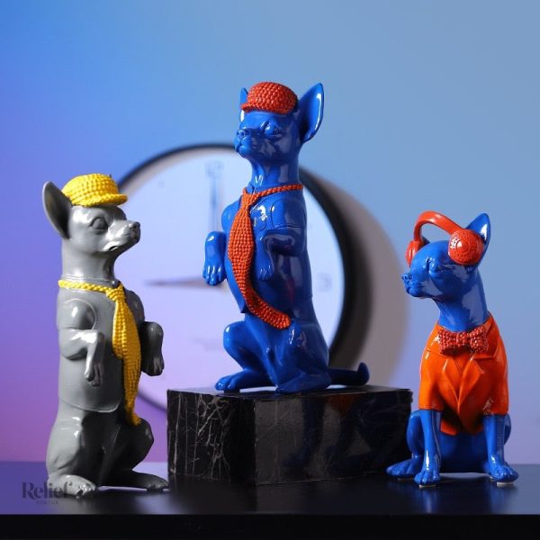 Sculpture de chien Chihuahua en résine artisanale