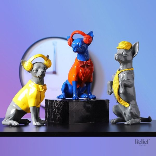 Statue artisanale de Chihuahua pour intérieur moderne